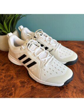 Mens Adidas Size 9 Barricade Class B Tennis Shoe Model BY2919 White Black